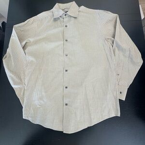 Banana Republic Men's Beige Checkered Button Down Shirt